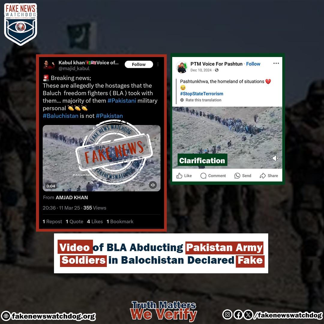 Read more about the article Video of BLA Abducting Pakistan Army Soldiers in Balochistan during Train HiJack Declared Fake